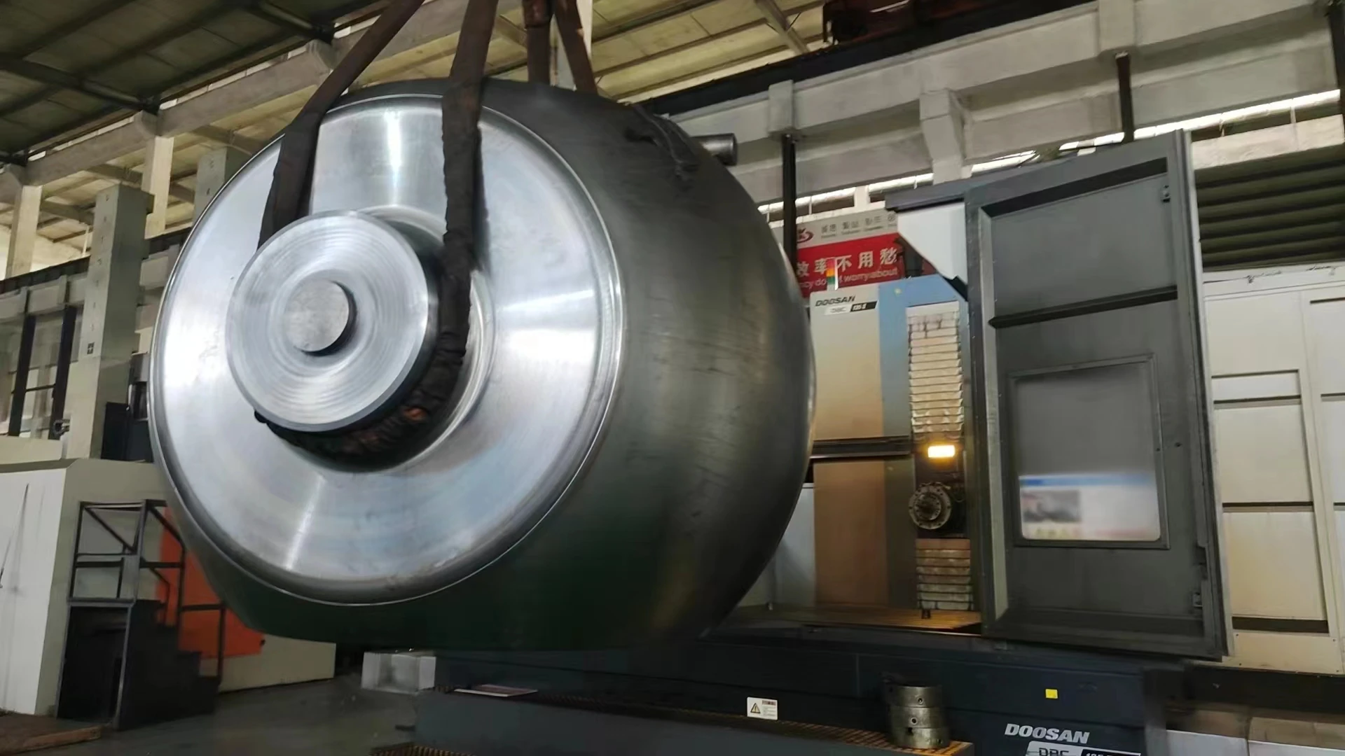 Large valve ball machining
